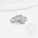 Bague de fiançailles - Argent ensemble (2) cluster rond cz & semi-éternité infini pavé de cz - RIS539