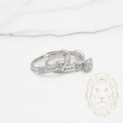 Bague de fiançailles - Argent ensemble (2) cluster rond cz & semi-éternité infini pavé de cz - RIS539