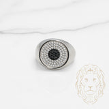 Bague - Argent signet cercle pavé de cz noir & blanc - RIS543