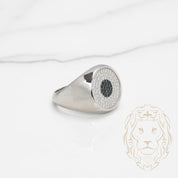 Bague - Argent signet cercle pavé de cz noir & blanc - RIS543