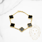 Bracelet - 10K yellow gold black clover 14.5mm - BRG860