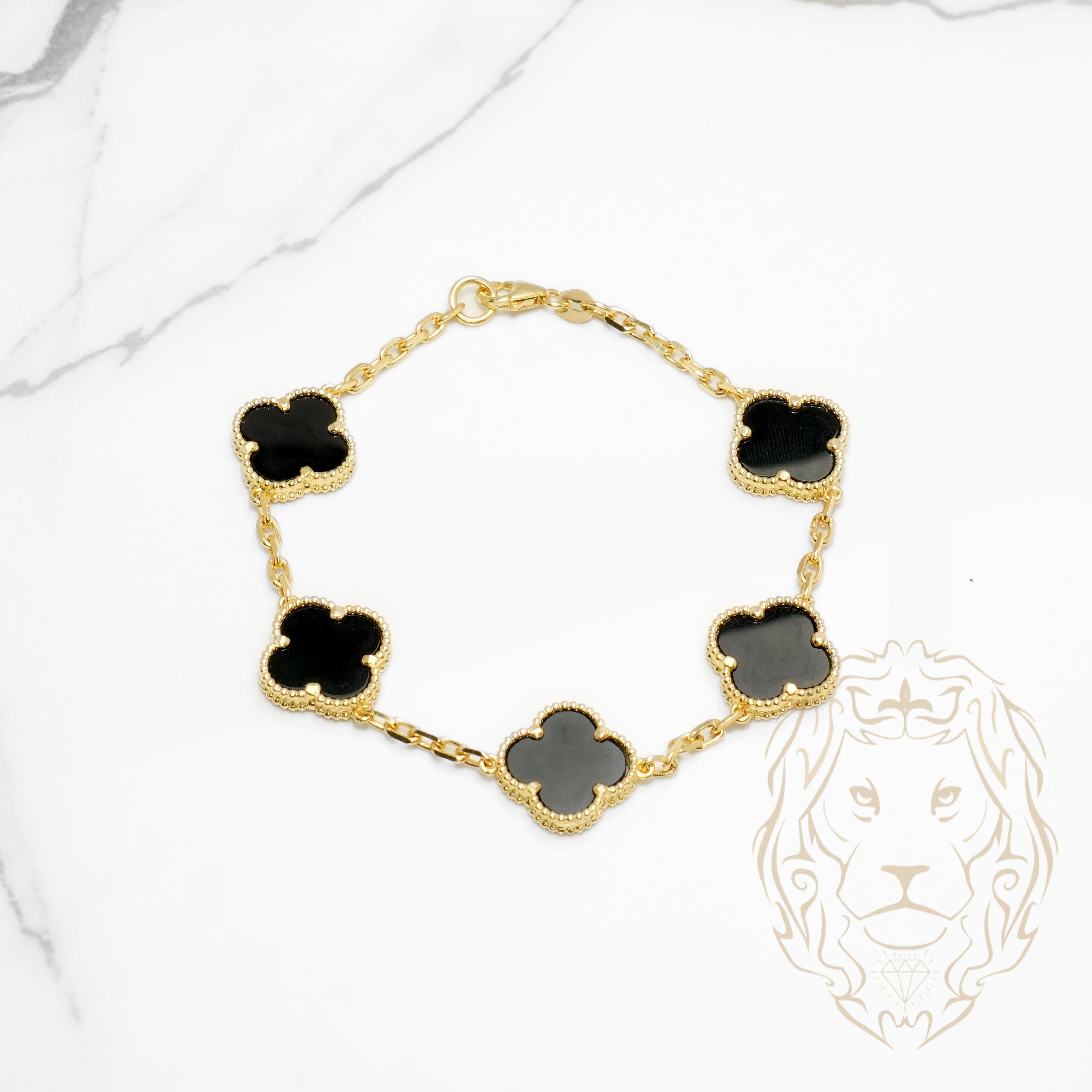 Bracelet - 10K yellow gold black clover 14.5mm - BRG860