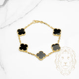 Bracelet - 10K yellow gold black clover 14.5mm - BRG860