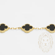 Bracelet - 10K yellow gold black clover 14.5mm - BRG860