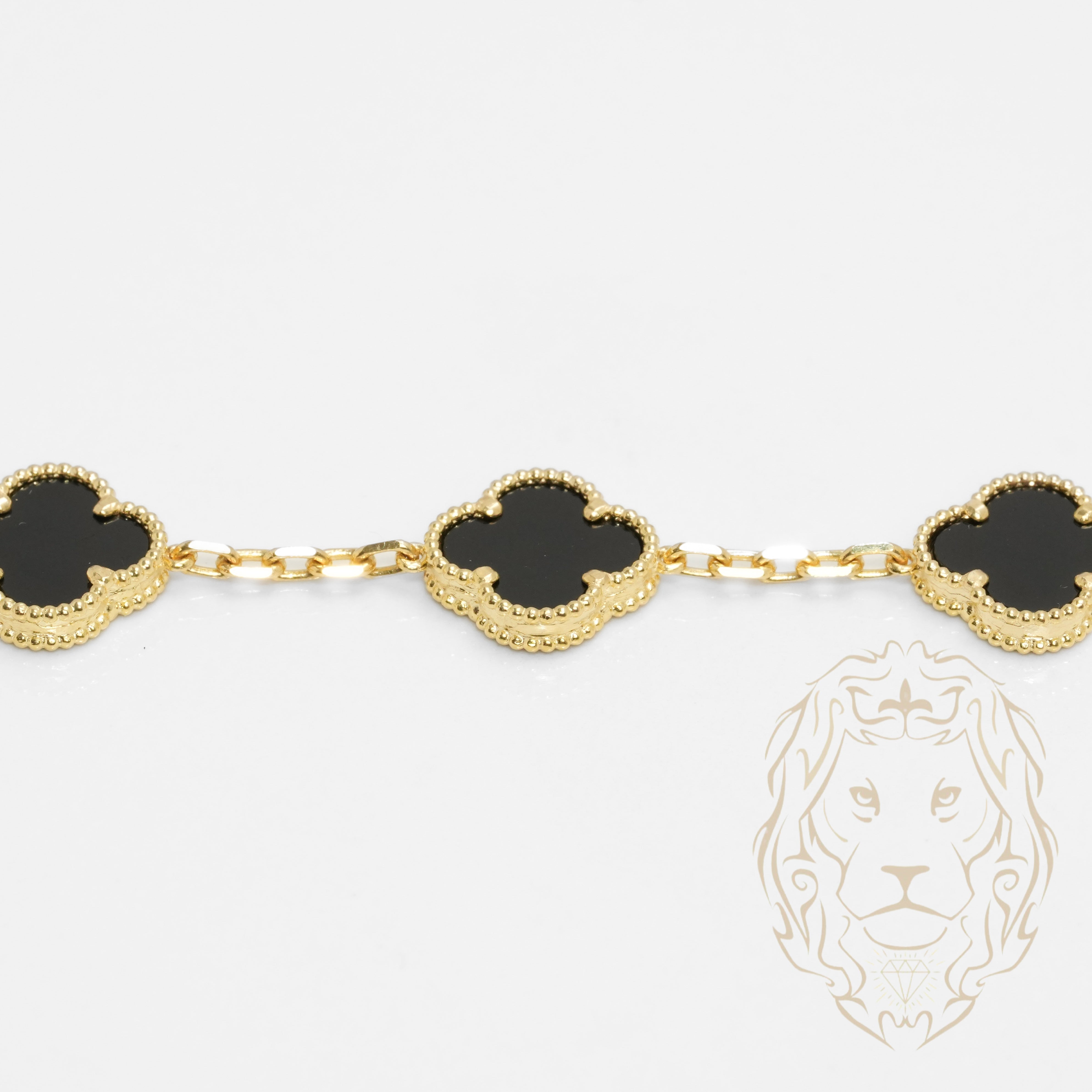 Bracelet - 10K yellow gold black clover 14.5mm - BRG860