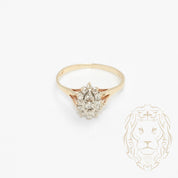 Bague de fiançailles - Or 10K deux tons jaune & blanc halo marquise composé de diamants naturels 0.50CT coupe rond brillant - RIGD528