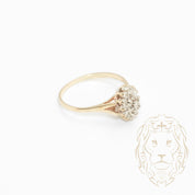 Bague de fiançailles - Or 10K deux tons jaune & blanc halo marquise composé de diamants naturels 0.50CT coupe rond brillant - RIGD528