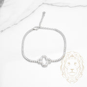 Bracelet - Argent tennis & trèfle en pierres cz - BRS380