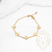 Bracelet - Argent plaqué or trèfles guillochés 8.5mm - BRS381