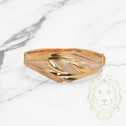 Bracelet jonc - Or 18K jaune motif twist pavé de cz - BRG629