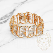 Bracelet - Or 18K deux tons jaune & blanc motif volute pavé de cz - BRG632