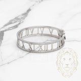 Bracelet jonc - Or 10K blanc chiffres romains pavé de diamants lab 3.00CT - BRGL018
