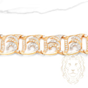 Bracelet - Or 18K deux tons jaune & blanc motif volute pavé de cz - BRG632