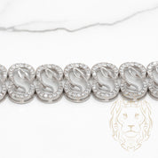 Bracelet - Or 18K blanc motif volute pavé de cz - BRG633