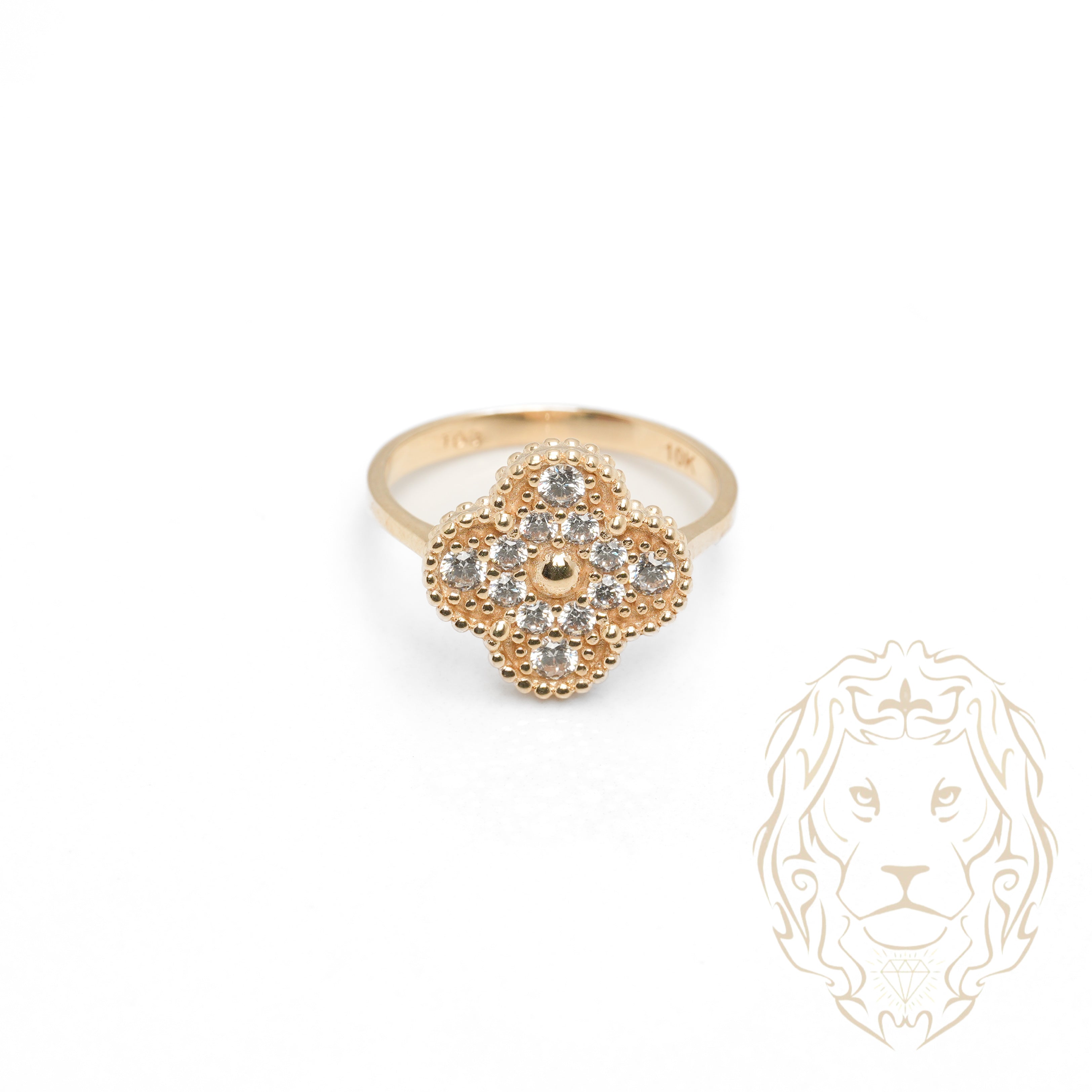 Ring - 10K yellow gold CZ clover - RIG777