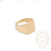 Bague - Or 10K jaune signet rectangulaire finition brossé - RIG778