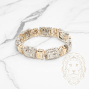 Bracelet - Or 14K deux tons jaune & blanc style moderne serti de diamants naturels coupe rond brillant 1.53CT, coupe princesse 1.68CT, coupe baguette fuselée 0.56CT - BRGD017