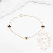 Bracelet - Or 18K jaune trèfles noires 6.5mm - BRG642