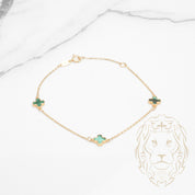 Bracelet - Or 18K jaune trèfles verts 6.5mm - BRG643