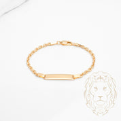 Bracelet - Or 10K jaune barre gravable 5mm & câble carré - BRG649