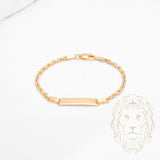 Bracelet - Or 10K jaune barre gravable 5mm & câble carré - BRG649