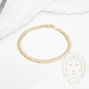 Bracelet - Or 10K deux tons jaune & blanc biseauté curb coupe diamant 5mm - BRG652