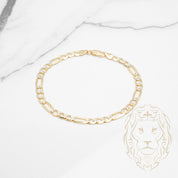 Bracelet - Or 10K deux tons jaune & blanc figaro coupe diamant 4.5mm - BRG654