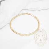 Bracelet - Or 10K jaune curb biseauté 4mm - BRG659