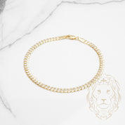 Bracelet - Or 10K deux tons jaune & blanc curb biseauté coupe diamant 4mm - BRG660