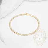 Bracelet - Or 10K deux tons jaune & blanc curb biseauté coupe diamant 4mm - BRG660