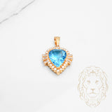 Pendentif - Or 18K jaune halo coeur art deco en pierres cz - PEG736