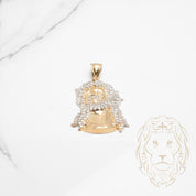 Pendentif - Or 10K deux tons jaune & blanc tête de Jésus pavé de cz - PEG737