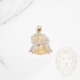 Pendentif - Or 10K deux tons jaune & blanc tête de Jésus pavé de cz - PEG737