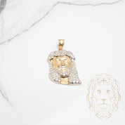 Pendentif - Or 10K deux tons jaune & blanc tête de Jésus pavé de cz - PEG738