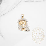 Pendentif - Or 10K deux tons jaune & blanc tête de Jésus pavé de cz - PEG738