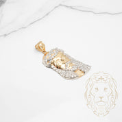 Pendentif - Or 10K deux tons jaune & blanc tête de Jésus pavé de cz - PEG738