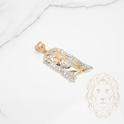 Pendentif - Or 10K deux tons jaune & blanc tête de Jésus pavé de cz - PEG739