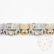 Bracelet - Or 14K deux tons jaune & blanc style moderne serti de diamants naturels coupe rond brillant 1.53CT, coupe princesse 1.68CT, coupe baguette fuselée 0.56CT - BRGD017