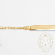 Bracelet - Or 10K jaune barre gravable 6mm & figaro - BRG647