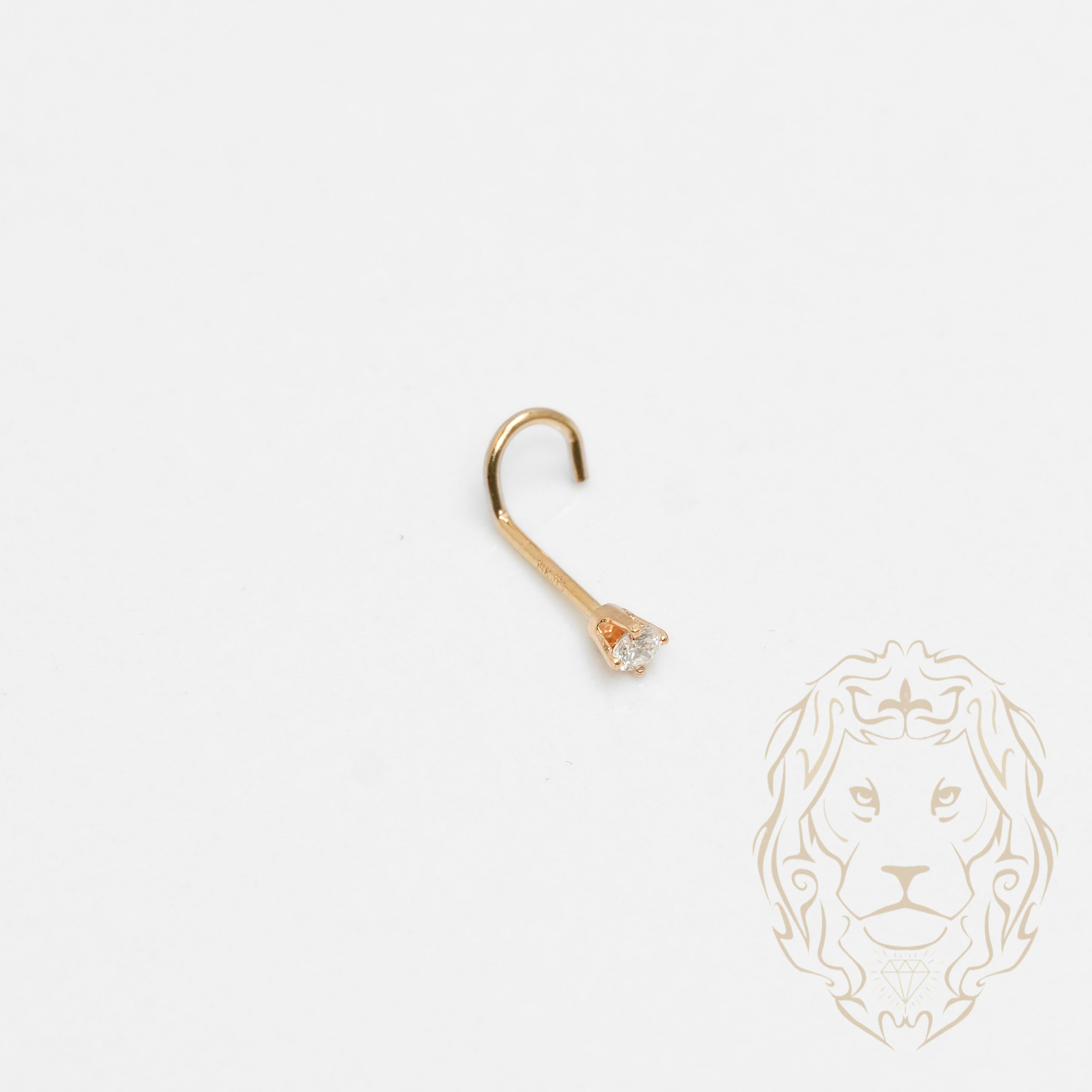 Piercing de nez - Or 14K jaune diamant naturel 0.03CT coupe rond brillant 2mm - BCGD001