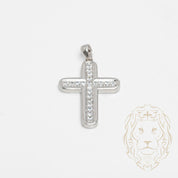 Pendentif - Or 10K blanc croix pavé de cz - PEG740