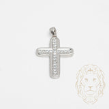 Pendentif - Or 10K blanc croix pavé de cz - PEG740