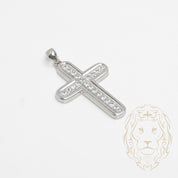 Pendentif - Or 10K blanc croix pavé de cz - PEG740