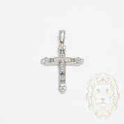 Pendentif - Or 10K blanc croix pavé de cz - PEG741