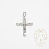 Pendentif - Or 10K blanc croix pavé de cz - PEG741