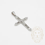 Pendentif - Or 10K blanc croix pavé de cz - PEG741