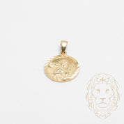 Pendentif - Or 10K jaune médaillon ange coupe diamant - PEG746