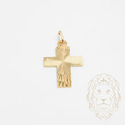 Pendentif - Or 10K jaune croix guilloché - PEG749