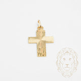 Pendentif - Or 10K jaune croix guilloché - PEG749