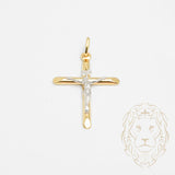 Pendentif - Or 10K deux tons jaune & blanc croix avec Jésus - PEG750